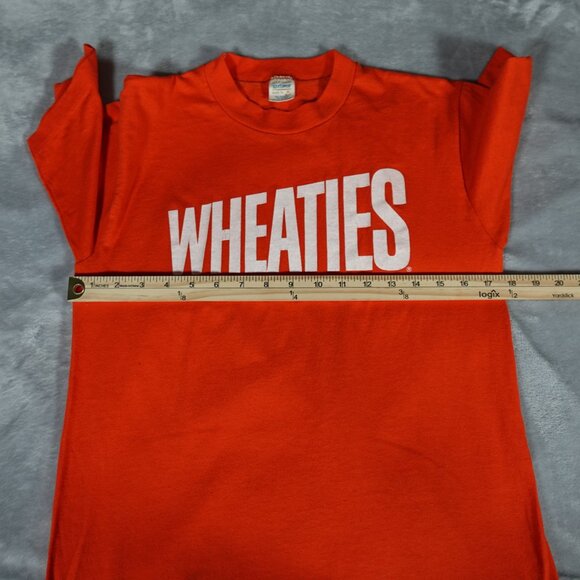 Vintage Wheaties Cereal Promo T Shirt Mens M (Fits S) Made In USA 80s Has FLAW! - Picture 9 of 10